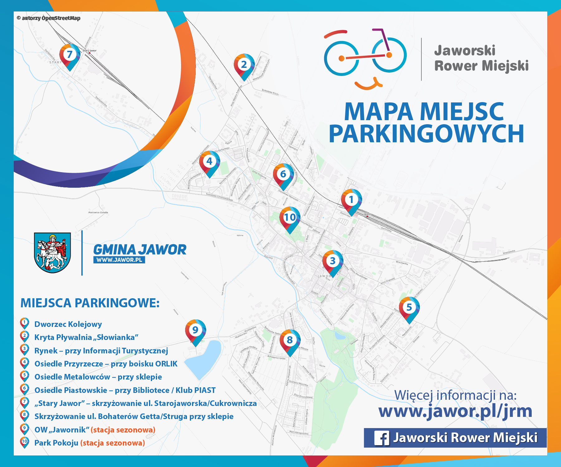 [Jaworski Rower Miejski]: Mapa miejsc parkingowych