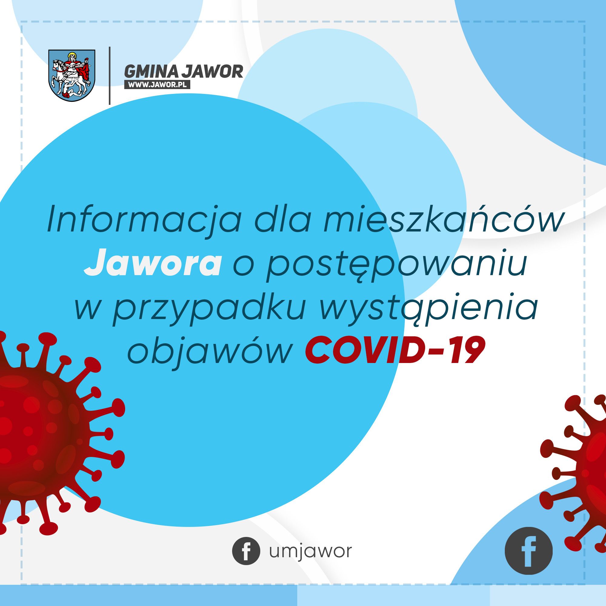 Informacja dla mieszkańców Jawora o postępowaniu w przypadku wystąpienia objawów COVID-19