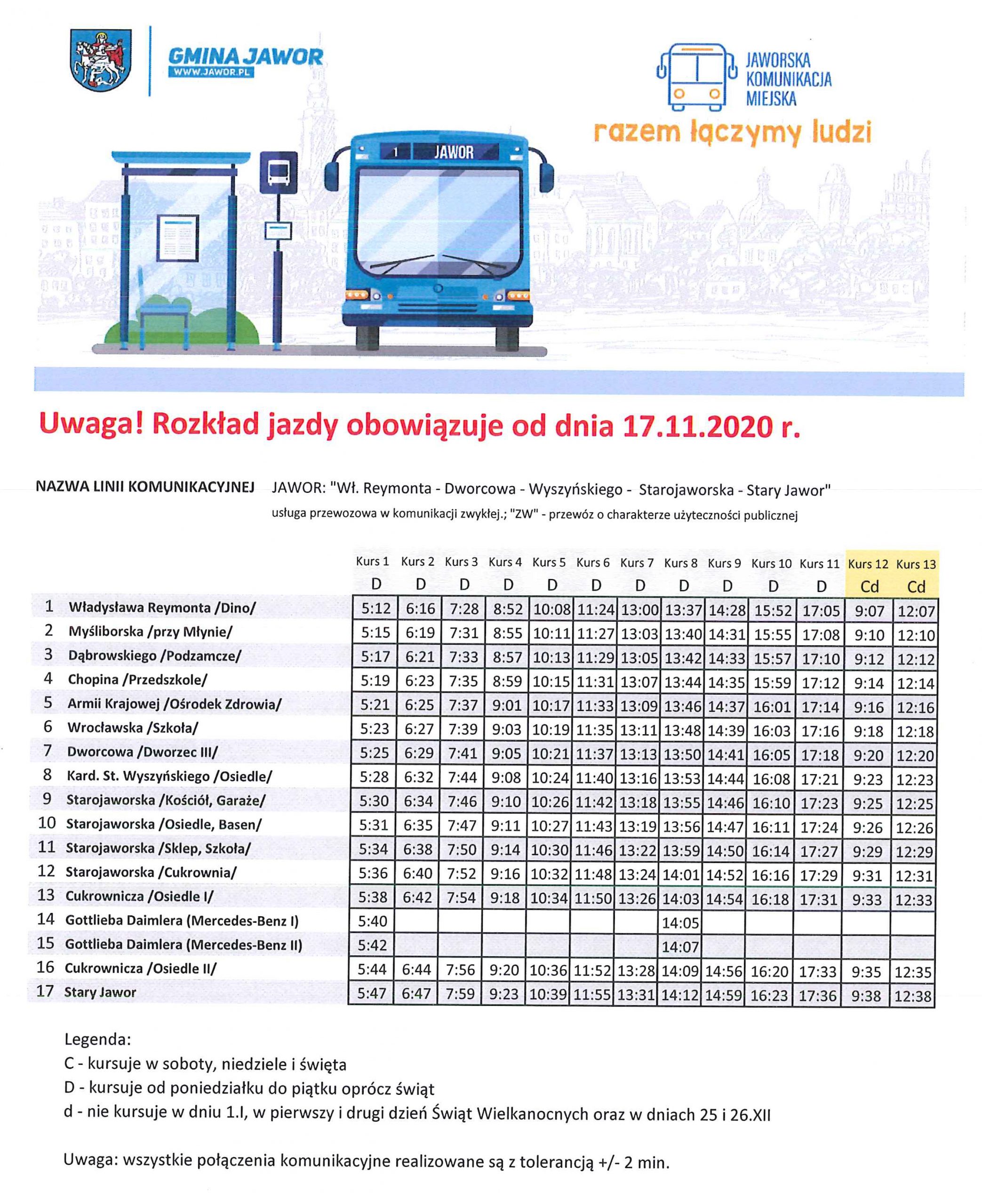 !!UWAGA // NOWY rozkład jazdy komunikacji miejskiej od 17.11.2020 r.
