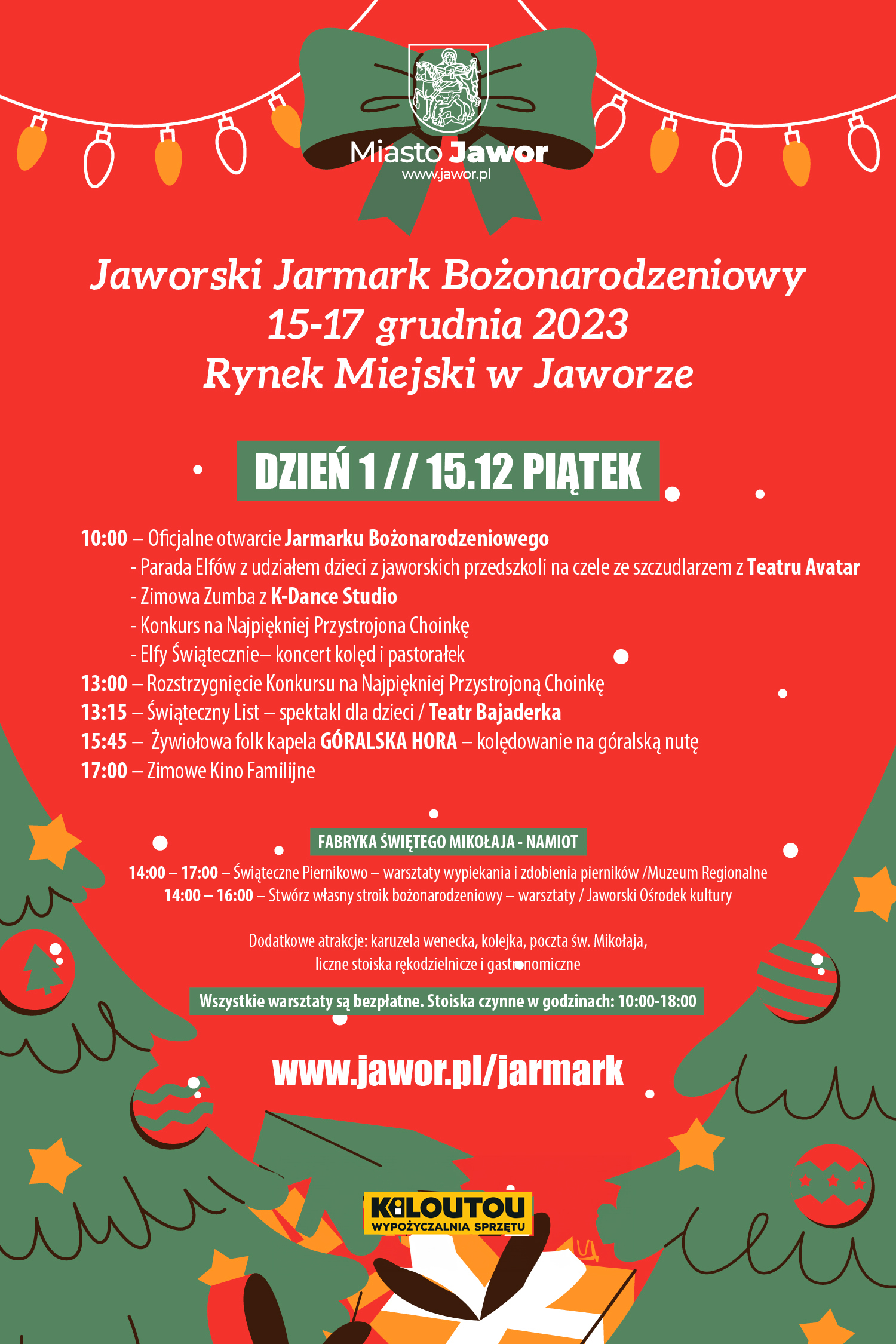 [PROGRAM]: Jaworski Jarmark Bożonarodzeniowy 15-17 grudnia 2023 r. // Miasto Jawor