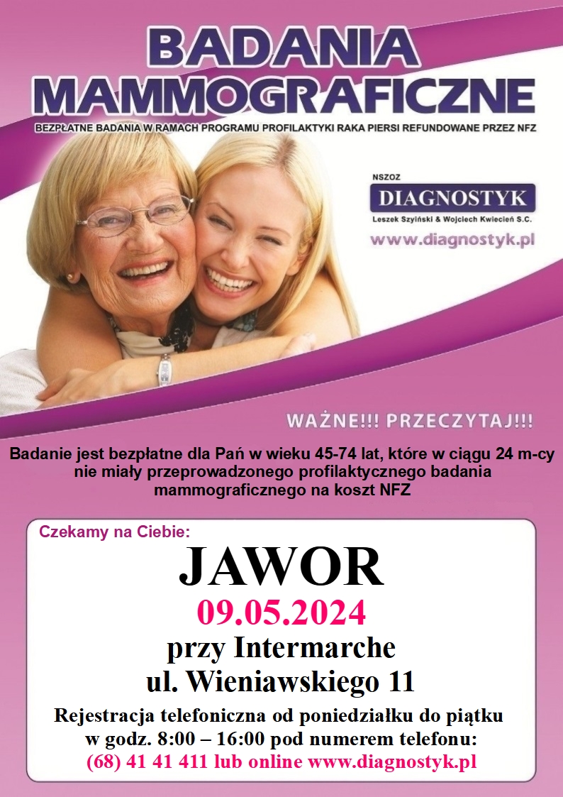 [Bezpłatne]: Badania mammograficzne w Jaworze