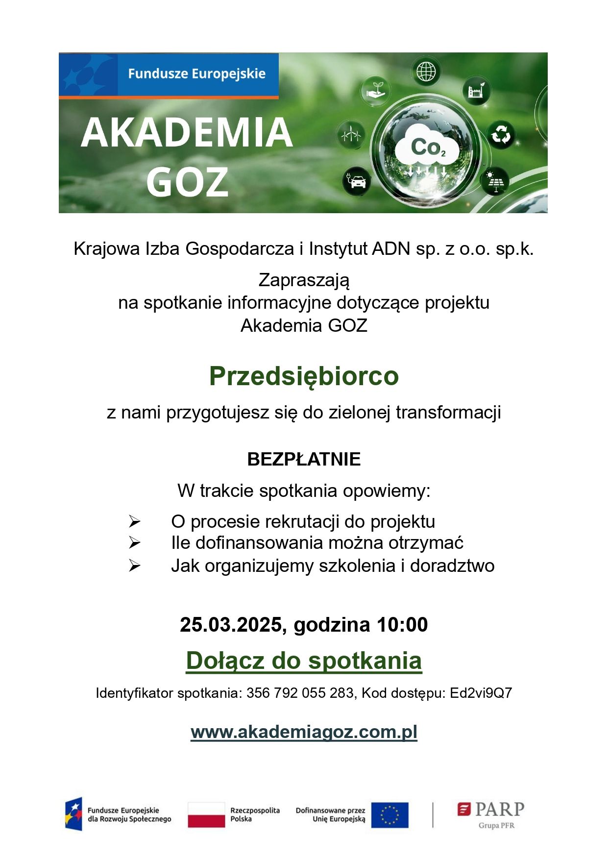 Spotkanie informacyjne dotyczące projektu Akademia GOZ
