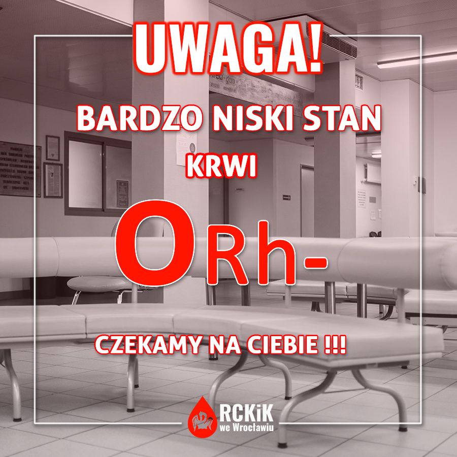 Bardzo niski stan krwi 0 Rh-