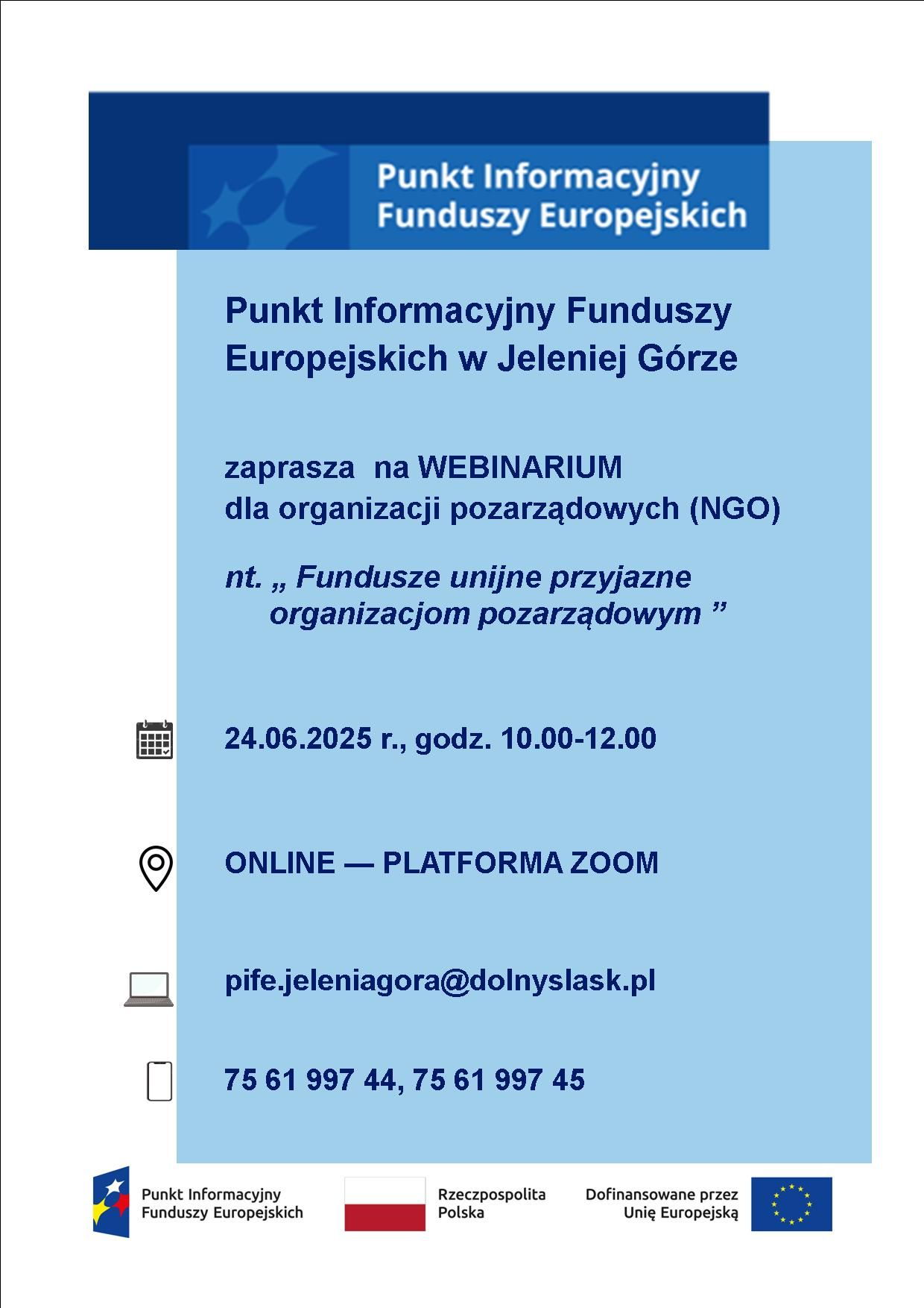 Bezpłatne webinarium pt. „Fundusze unijne przyjazne organizacjom pozarządowym”