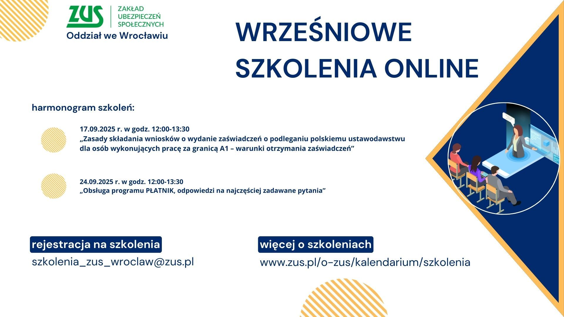 ZUS: Bezpłatne szkolenia dla przedsiębiorców i osób pracujących za granicą