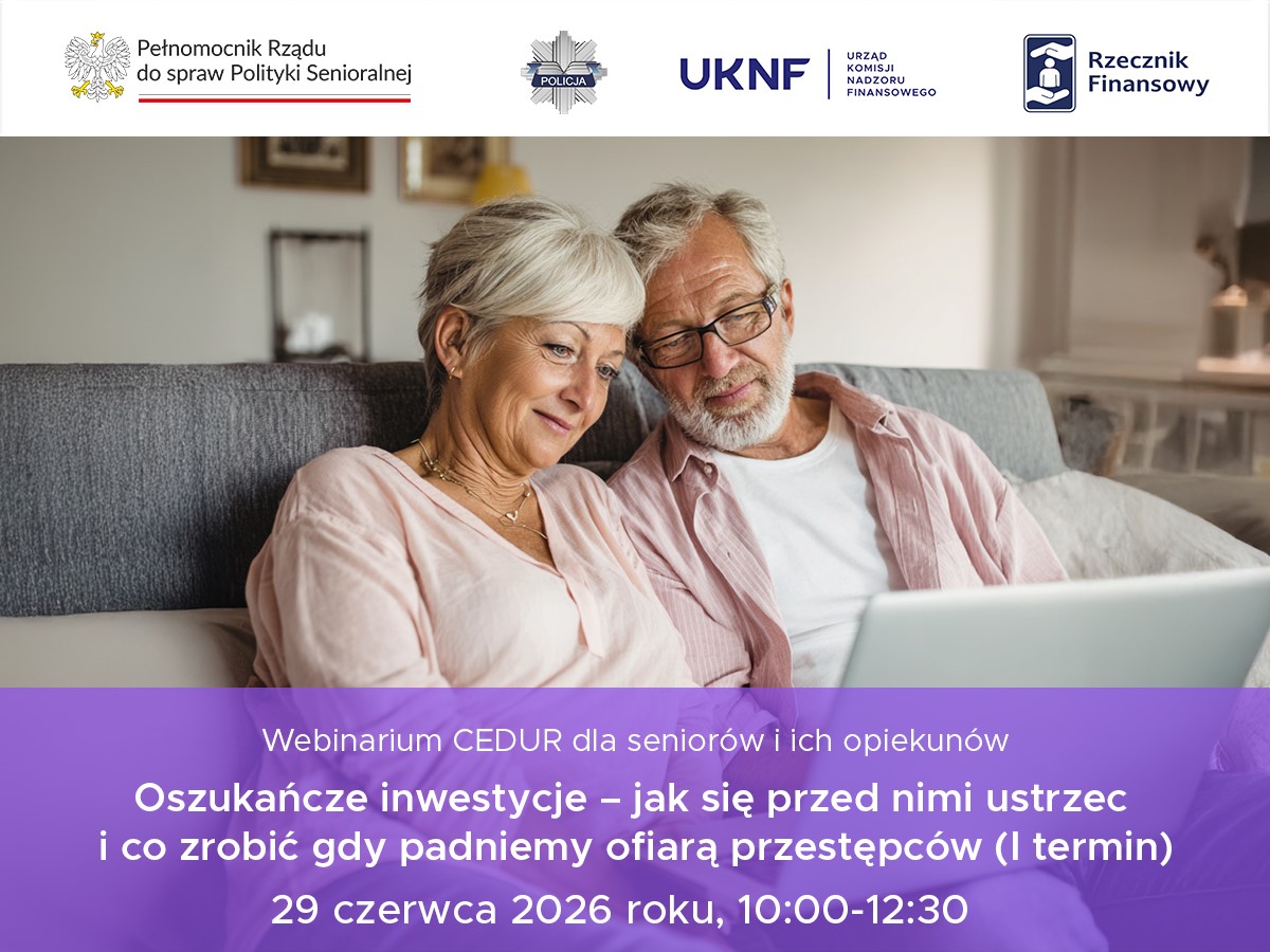 Zaproszenie na webinarium CEDUR dla seniorów i ich opiekunów
